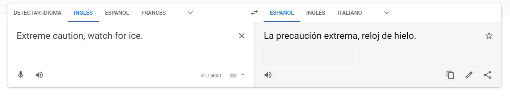 traducción erronea en Google Translate