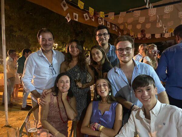 family enjoy a night out in Sevilla while on their Spanish homestay immersion program