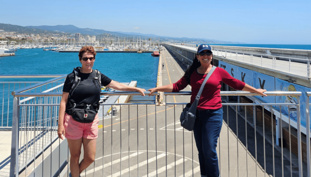 Gunilla and Monica at Mataró Port – On the Breakwater, Close to the Sea