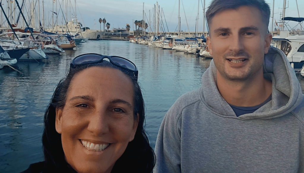 Monica and Richard at Mataró Port – Enjoying the view of the sailing boats, Mataró