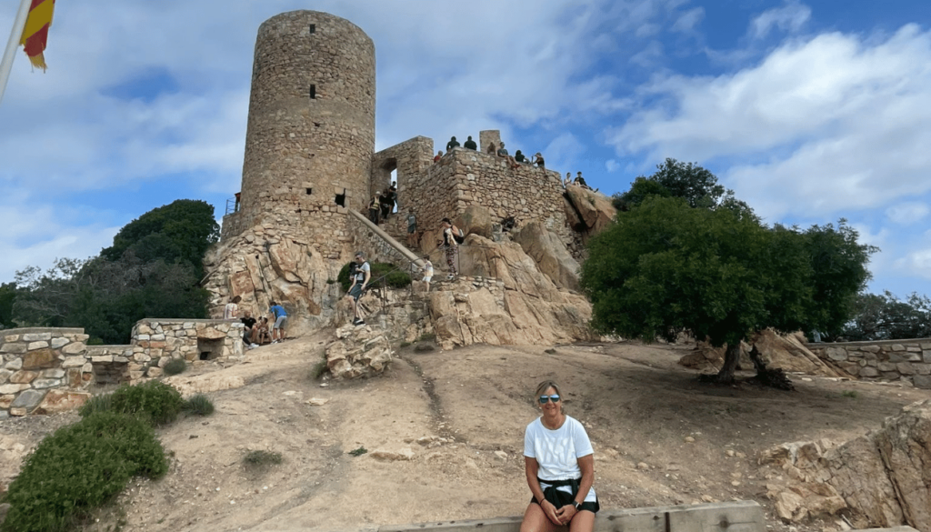 Christine at Cabrera de Mar – Posing with Castell de Burriac in the Background